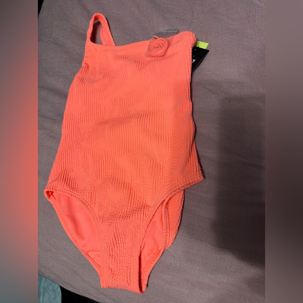 Girls Orange Adjustable Strap One Piece Swimsuit- All in Motion